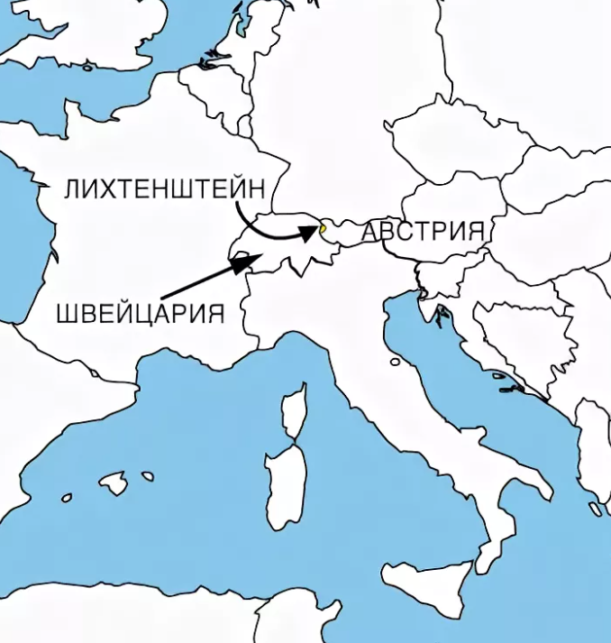 Карта швейцария лихтенштейн