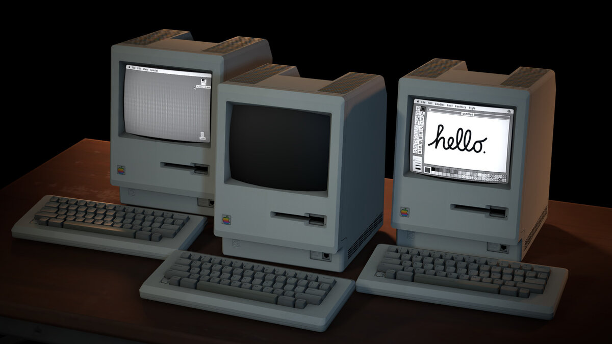 1984 – Macintosh. После выпуска Macintosh 512K был переименован в Macintosh 128K.