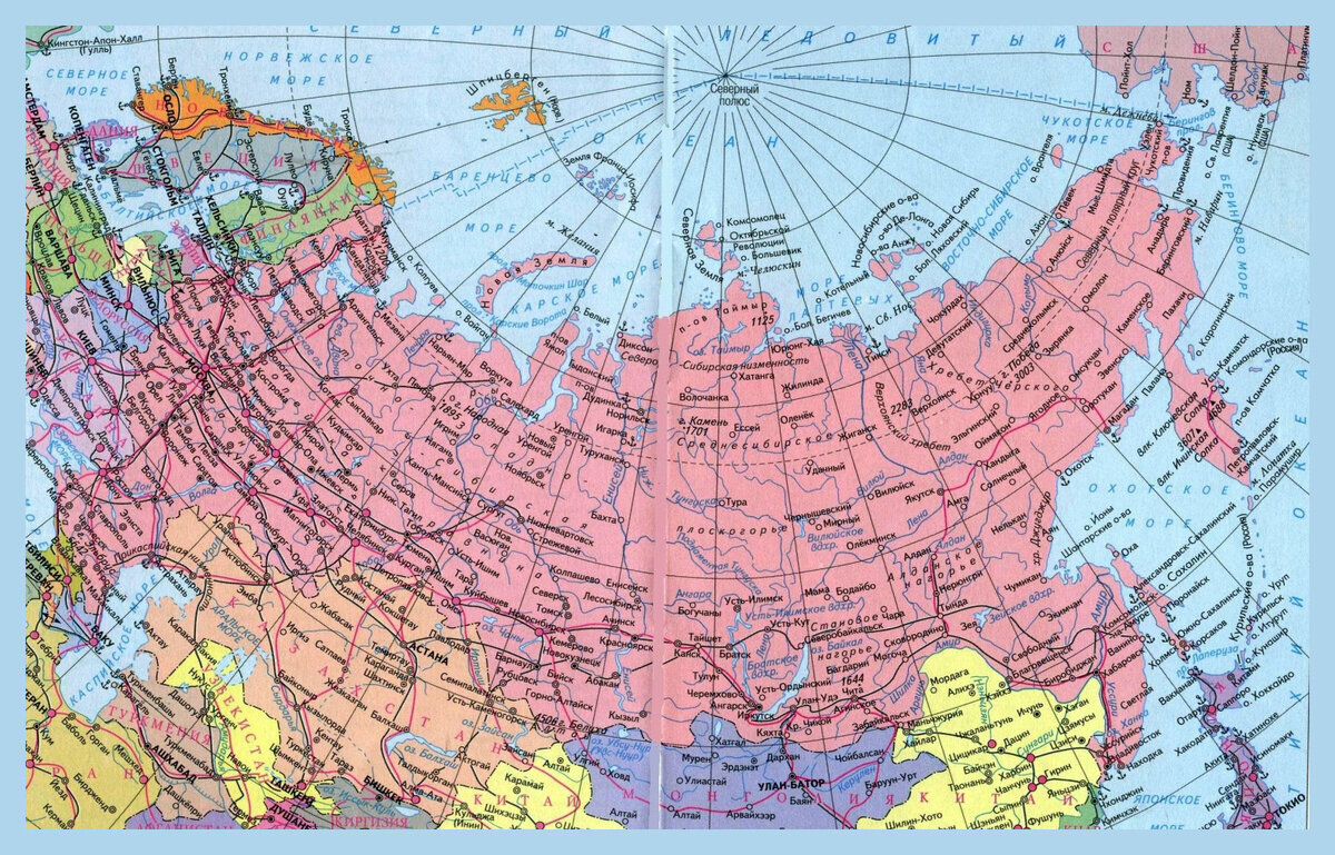 Физическая карта России