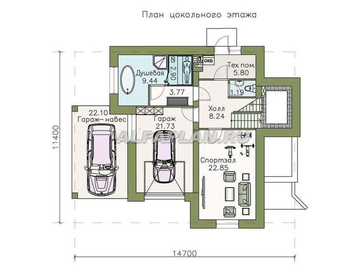 Планировка дома 105А "Аура", цокольный этаж. © Владимир Тарасов