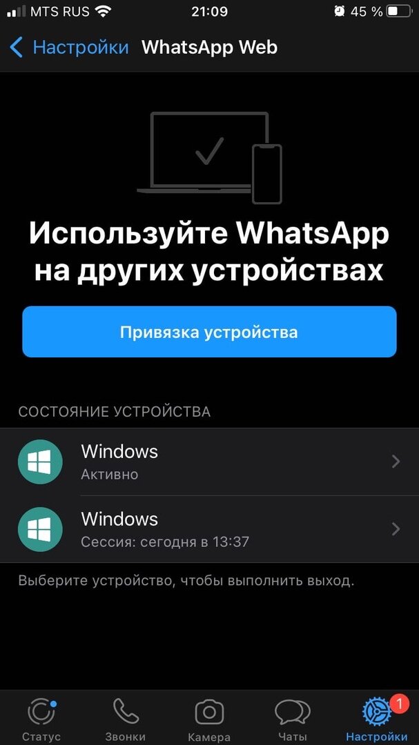 Видим в приложении 2 сессии для Windows, домашняя сейчас активна, а на работе ПК выключен. Скриншот сделан автором канала