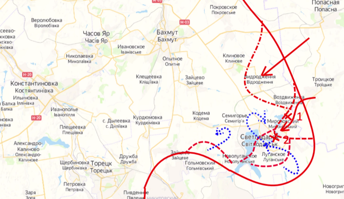 Прорыв фронта в районе Светлодарска