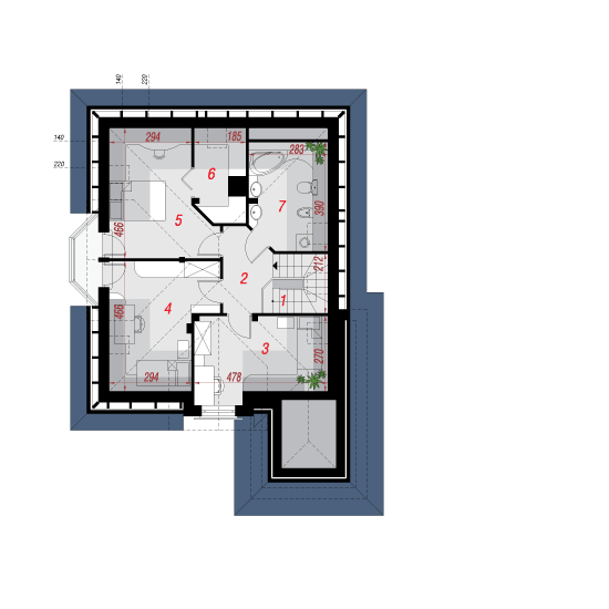 Проект дома 150 м2 с мансардой, гаражом и террасой - 102-82