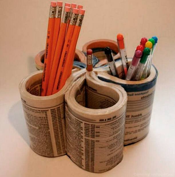 Подставки из бумаги и картона: органайзеры для карандашей и ручек