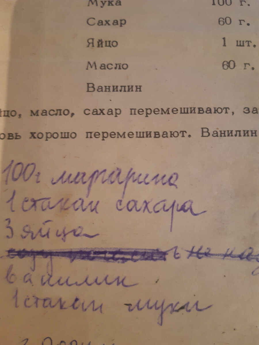 Рецепт "с историей" . Как видите, мама вычеркнула соду.