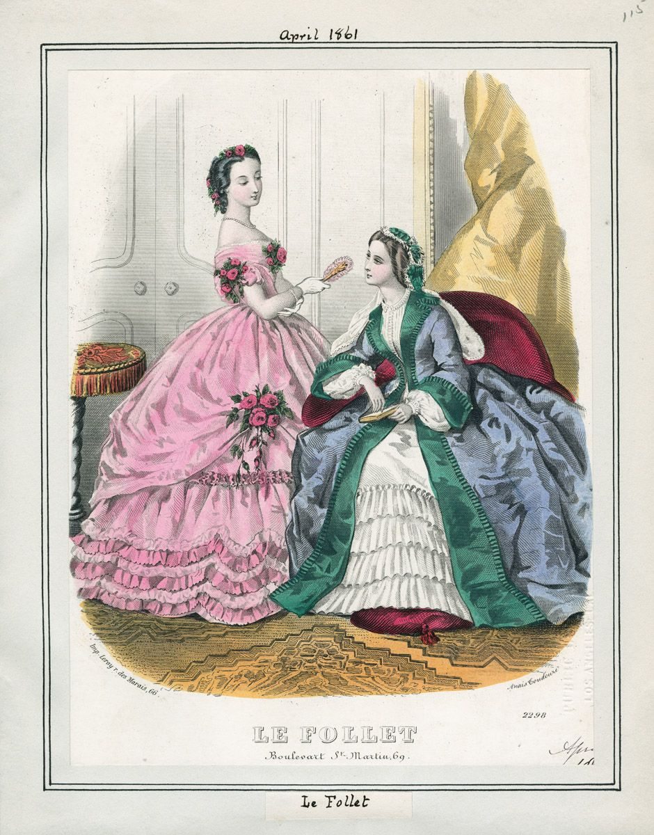 Модная гравюра из журнала "Le Follet", апрель 1861