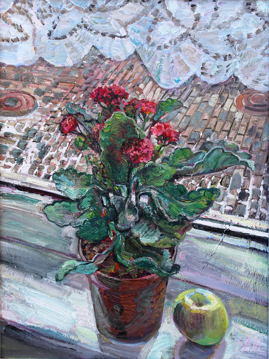 Каланхоэ. Холст, масло, 60х45 см, 2020 год. Художник Анастасия Илюшина.