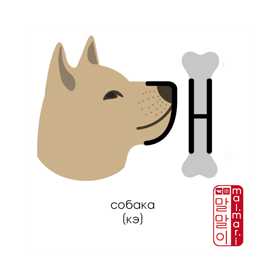 개  значит "собака". Надеюсь, теперь это знание с вами навсегда. Если вы вдруг забудете,  какая здесь гласная,ㅔ илиㅐ, вспоминайте косточку!