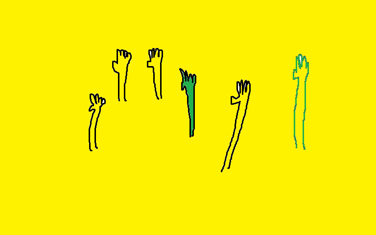 Лес рук в прямом значении