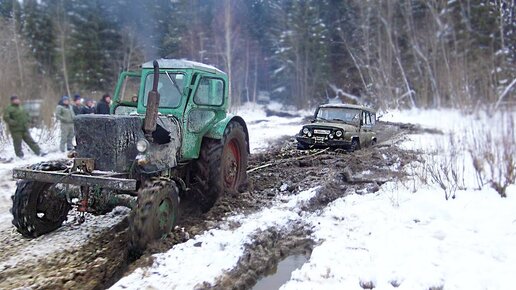 Реальное Русское бездорожье. Сломали УАЗ, пошли за трактором. Брод, грязь, оффроад