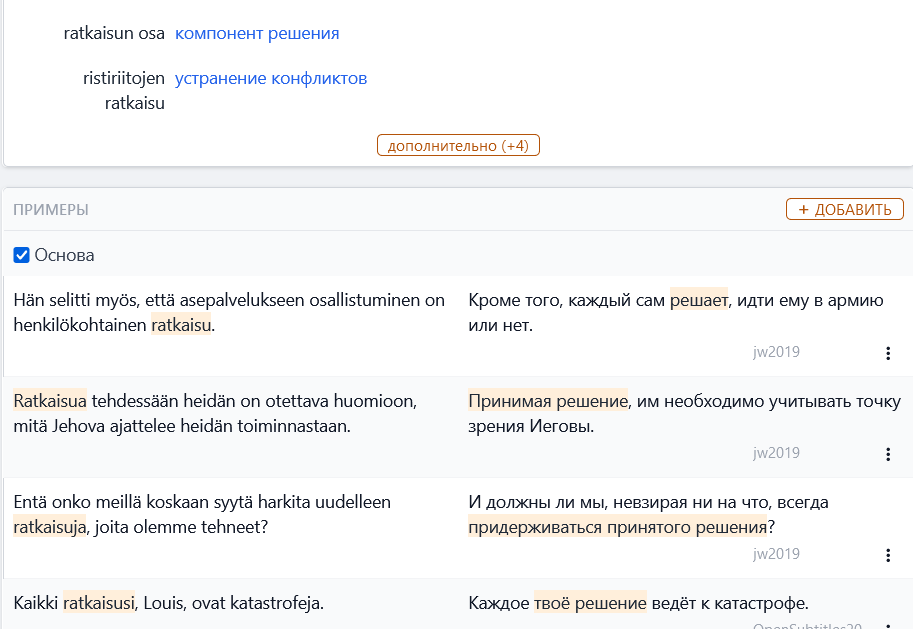 Примеры употребления слова. Сайт glosbe.com