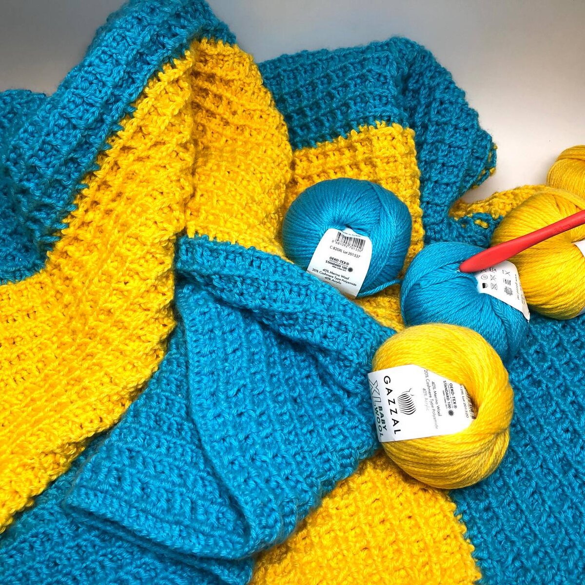 Мой плед из пряжи Газал Беби Вул ХХЛ