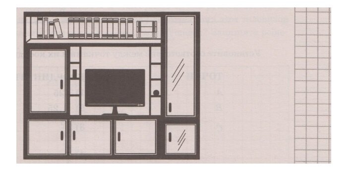 На рисунке изображена мебельная стенка с телевизором высота экрана 60 см какова примерная высота