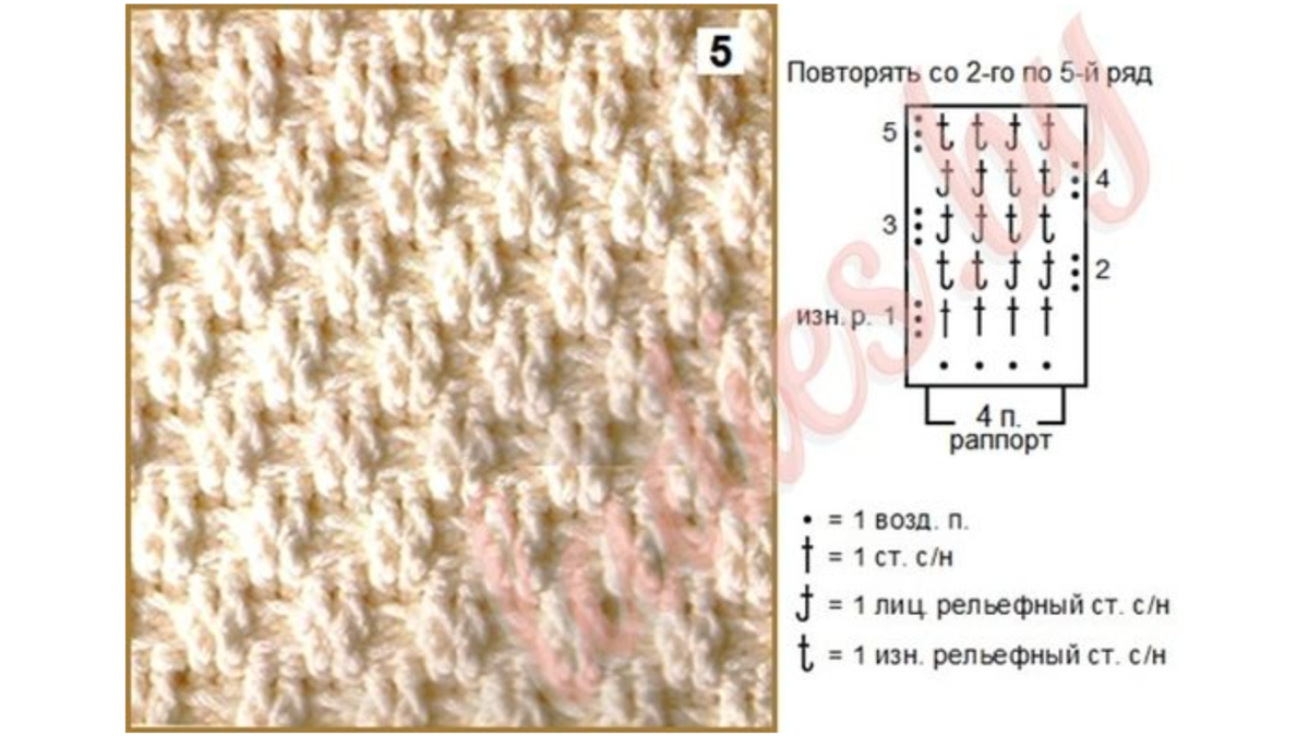Узор плетенка крючком схема
