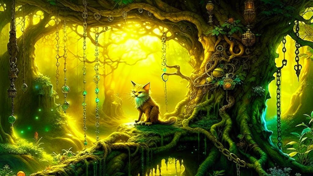 У лукоморья дуб зелёный; Златая цепь на дубе том: И днём и ночью кот учёный Всё ходит по цепи кругом;