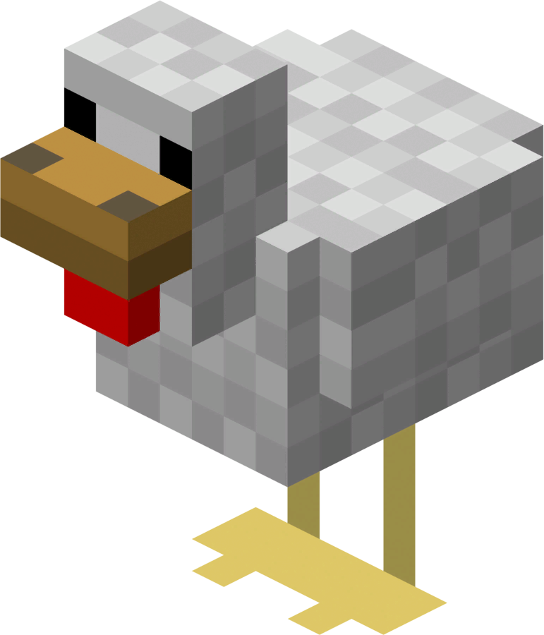  Курица (англ. Chicken) — дружелюбный моб, который может откладывать яйца.   Поведение Курицы бесцельно бродят по миру.