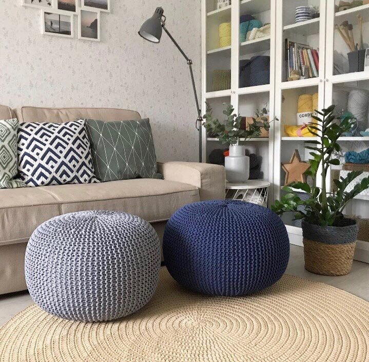 Вязаные пуфы в интерьере отличное сочетание комфорта и стиля | Новости интерьера