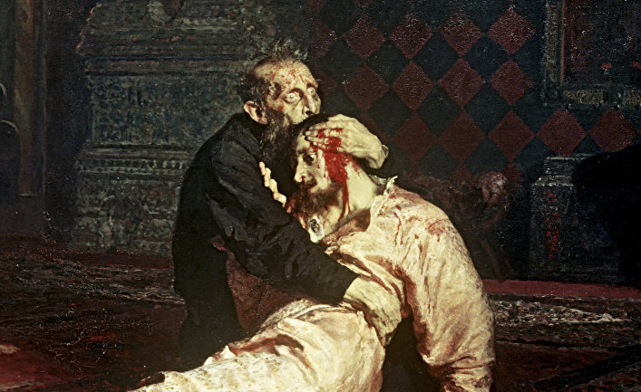 Иван Грозный убивает своего сына на картине Репина