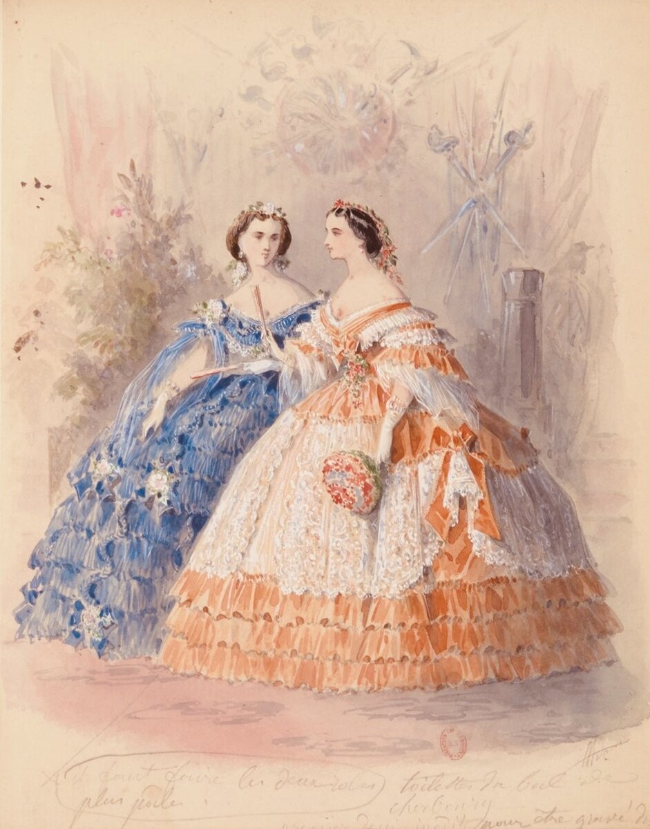 Мода в акварельных рисунках, 1858-1865 годы 
