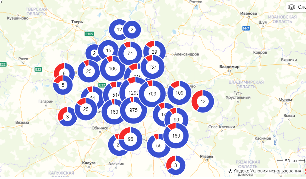 Карта распространения коронавируса в тверской области на сегодня