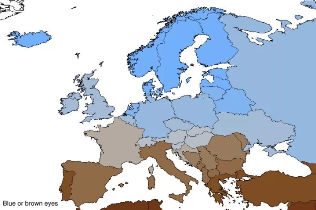 Самый распространенный цвет глаз в каждой из стран. Фото с branibor.blogspot.com