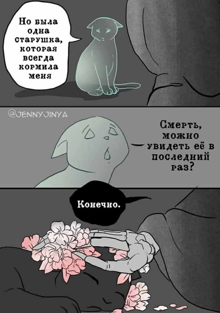 Умирающий кот мем. Грустные комиксы. комиксы про смерть. uhecnysq [jvbr. грустный комикс про кота и смерть.