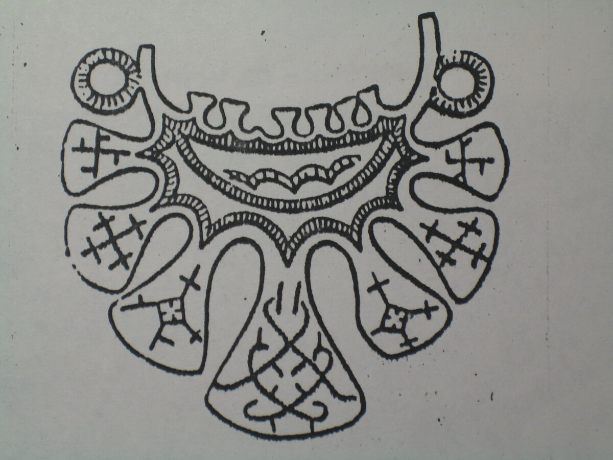 Височное семилопастное кольцо, найденное в  зюзинском кургане №8 курганного комплекса №1, раскопанного археологами в 1949 г. на окраине села Зюзина в заповедной сосновой роще Грачевники, и описанное академиком Б.А. Рыбаковым.