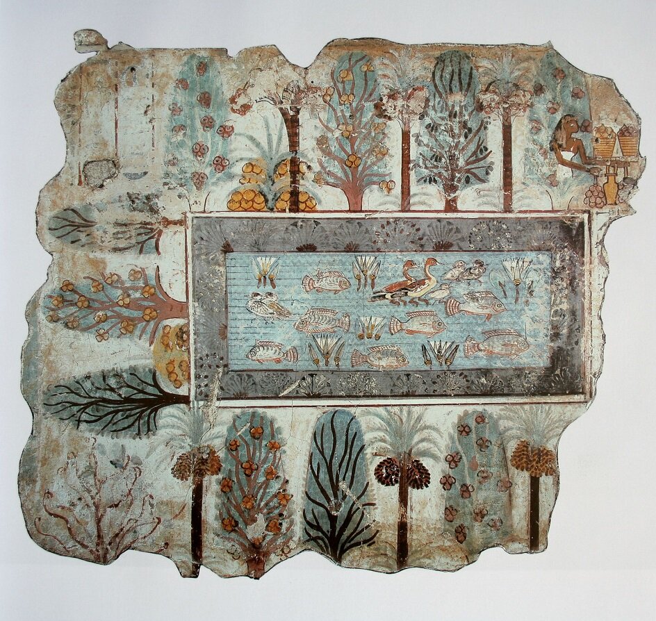 Фреска с садом с бассейном в поместье Небамона