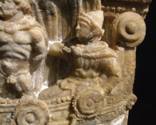 Детали морского снаряжения на этрусской урне изображающей Одиссея и Сирен, III век
до н.э. (Вольтерра, Этрусскиймузей им. Гварначчи)