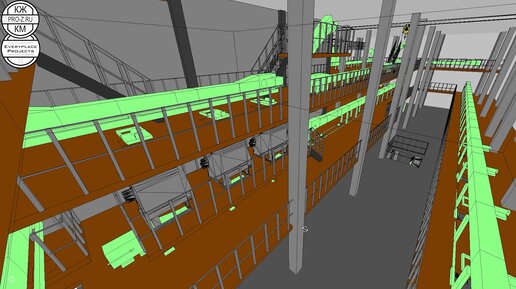 Проект многоэтажного завода в REVIT