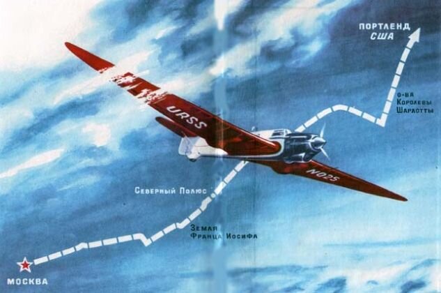 Перелет АНТ-25 через Северный Полюс в США