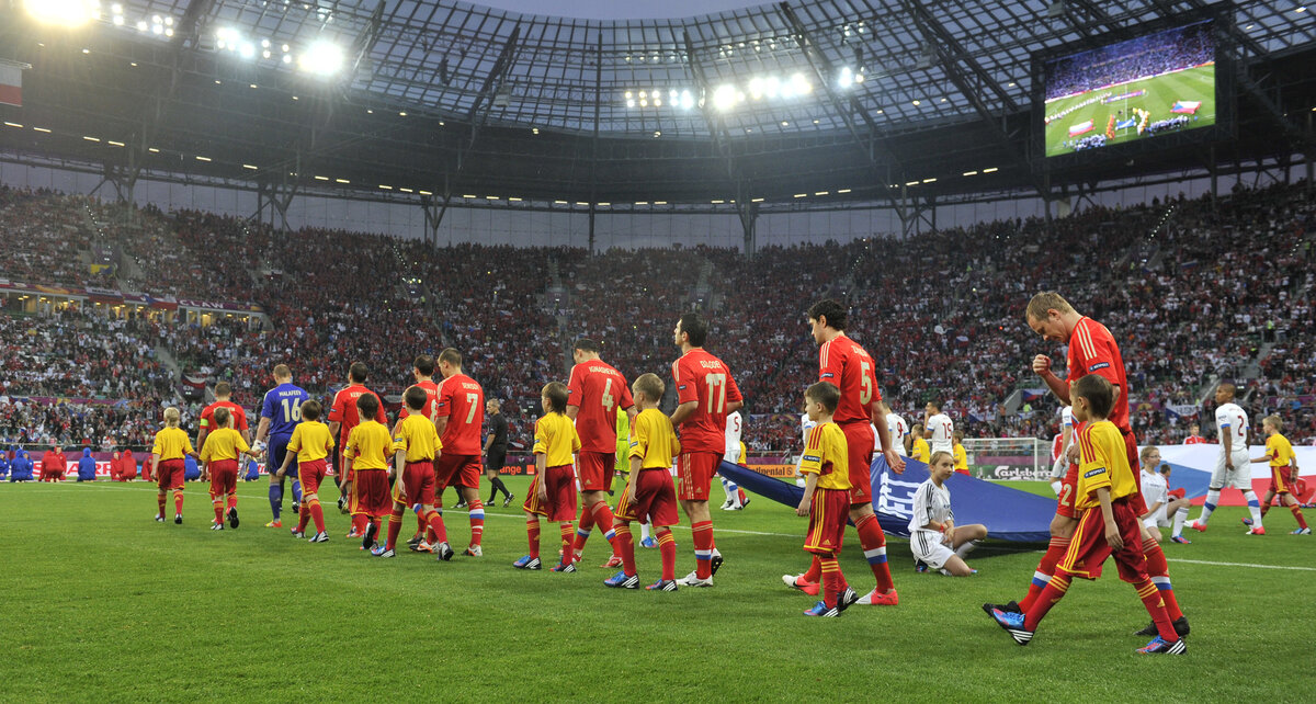 Сборная России перед матчем с Чехией на Евро-2012.