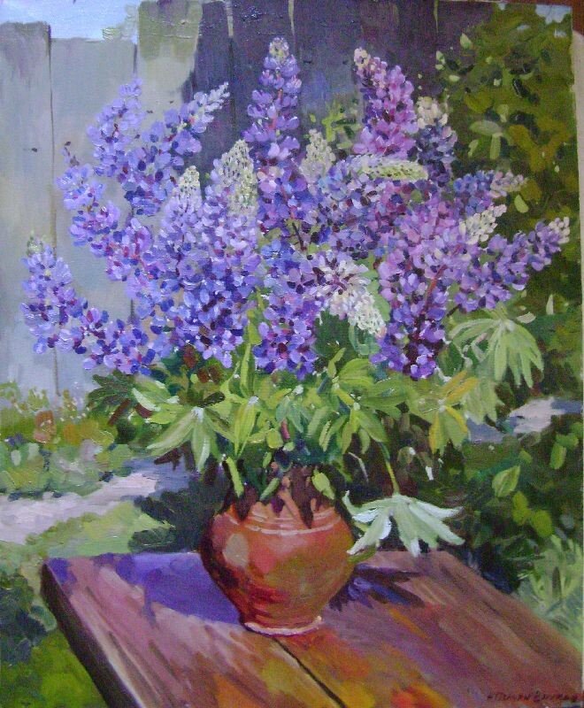 Люпины картина маслом