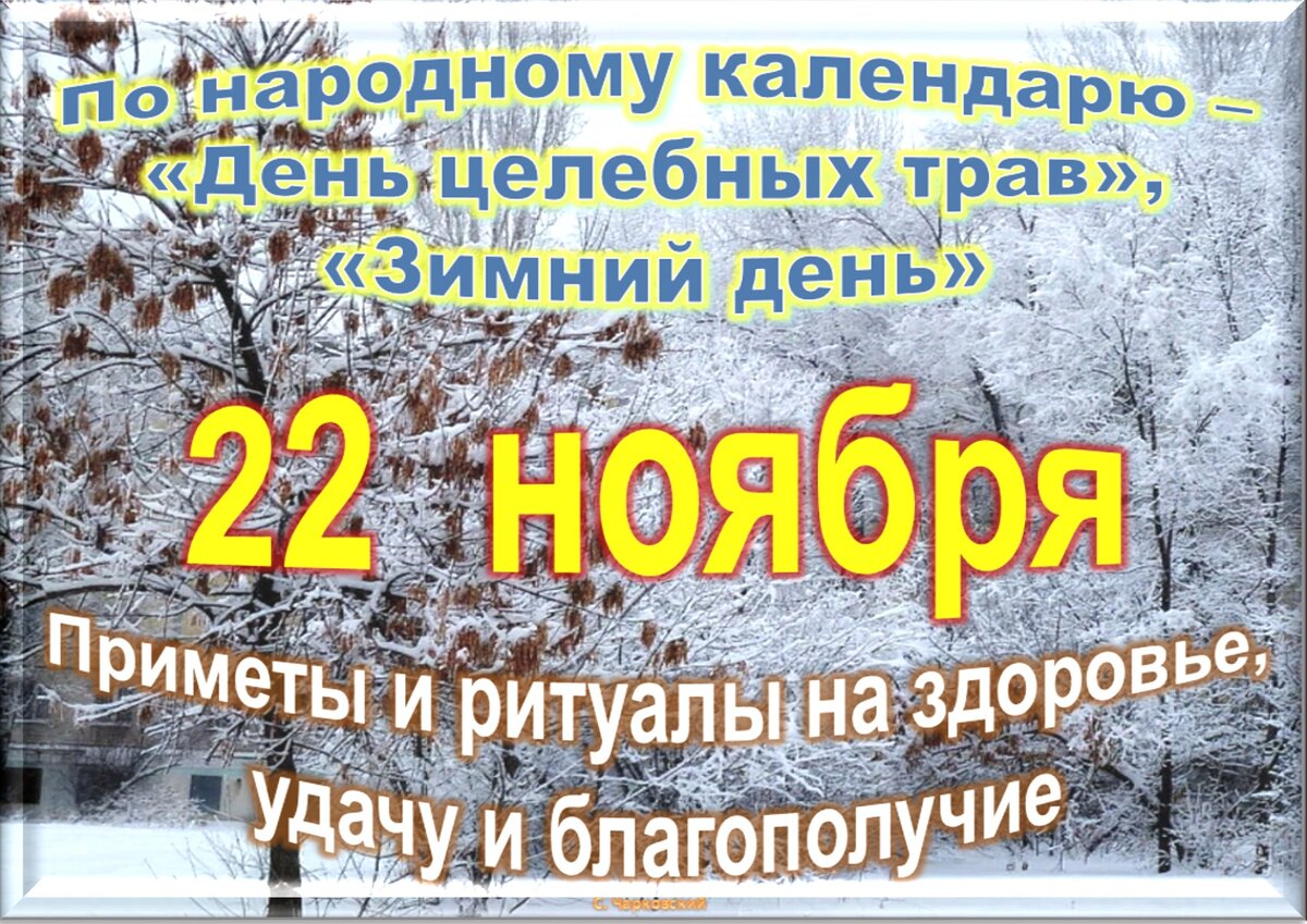 22 ноября - Традиции, приметы, обычаи и ритуалы дня. Все праздники дня во  всех календарях | Сергей Чарковский Все праздники | Дзен