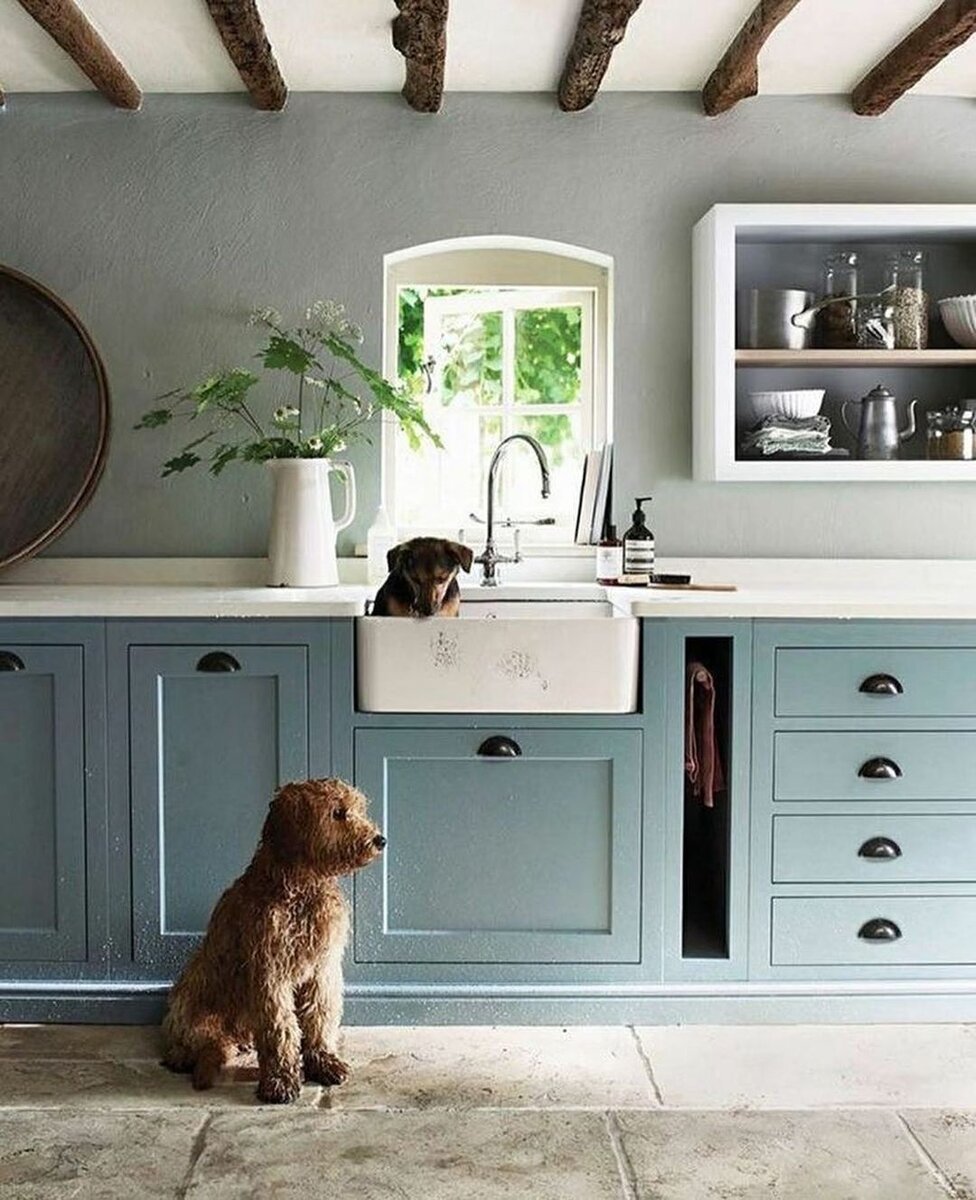    Синий, белый и коричневый интерьерСоцсети