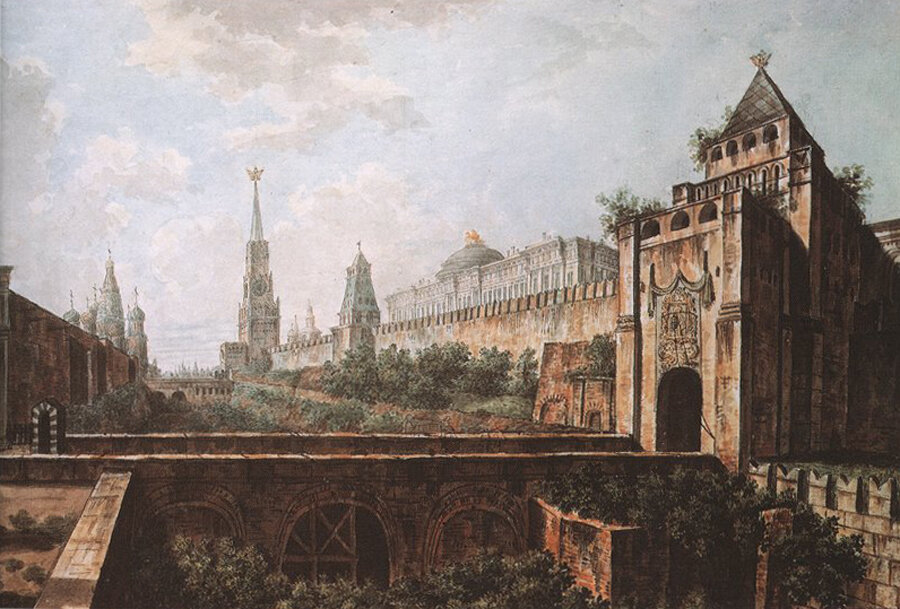 Никольские ворота Кремля и Алевизов ров. Ф. Алексеев, ученики. 1800-е годы