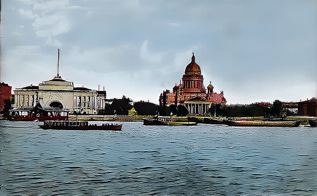 Вид на Исаакиевский собор и Адмиралтейство XIX век.