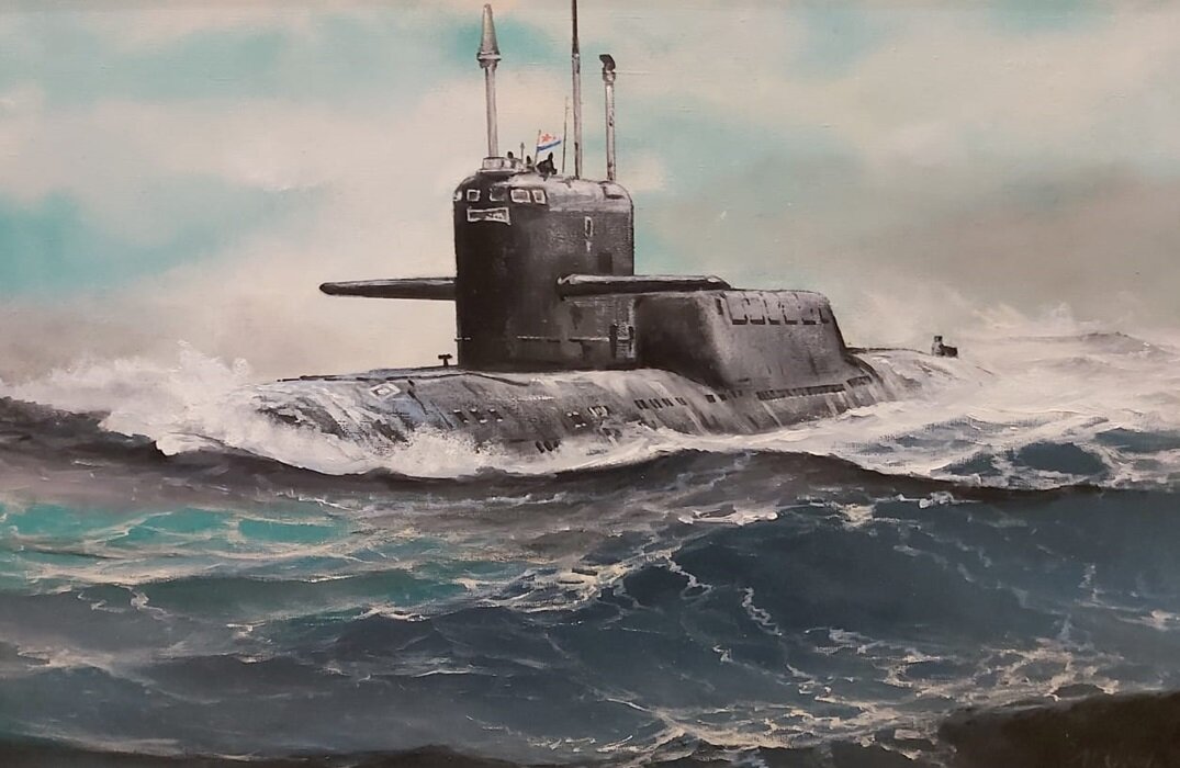 Из свободного источника. Рпксн 667б на выходе в море.