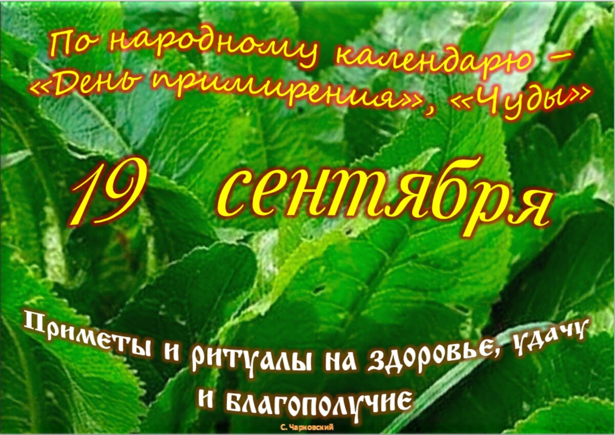 19 сентября - Приметы, обычаи и ритуалы, традиции и поверья дня. Все  праздники дня во всех календарях. | Сергей Чарковский Все праздники | Дзен