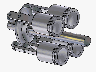 Аксиальный двигатель с механизмом перекоса
