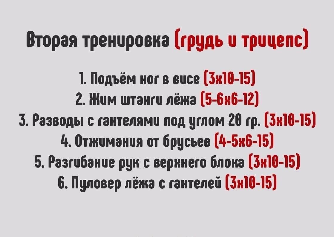Недельная программа тренировок в качалке