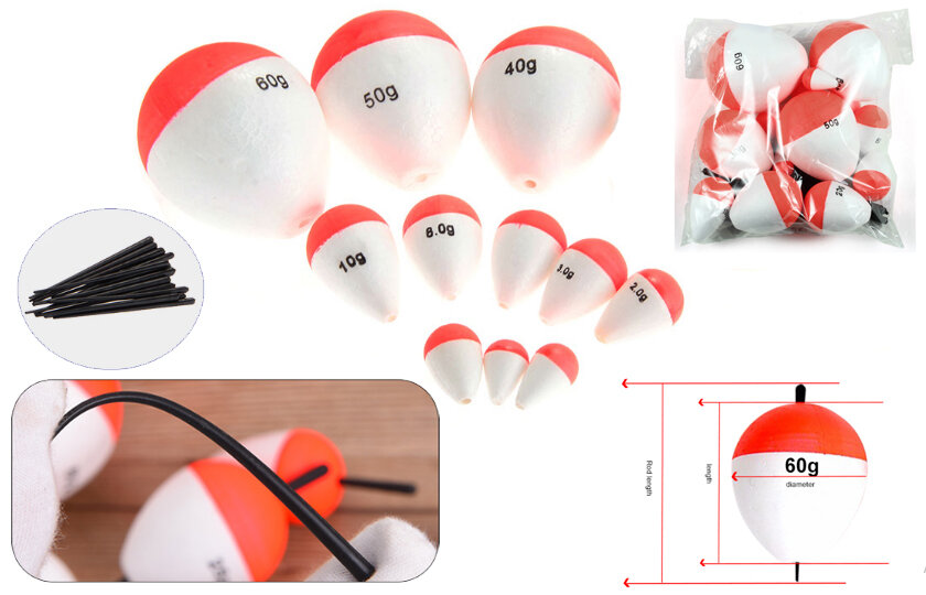 Изготовлены из пенополистирола (пенопласта), поэтому обладают высокой чувствительностью и реагируют даже на слабую поклёвку