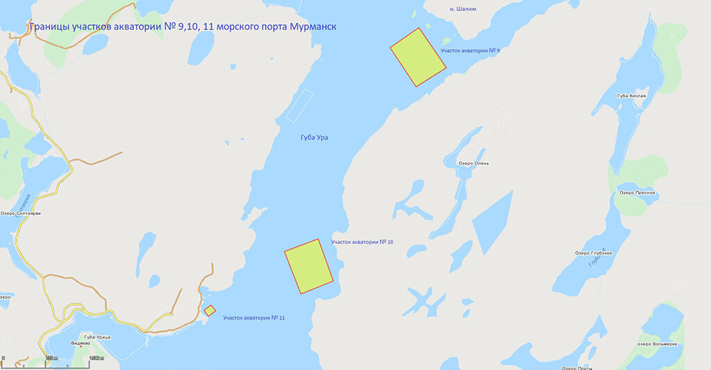 Новые участки акватории морского порта Мурманск в Ура-губе / Иллюстрация: Росморпорт