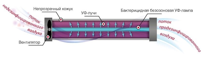 Принцип работы бактерицидного ультрафиолетового облучателя 