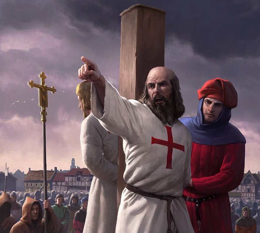 Сожжение последнего Магистра Ордена Жака де Моле в 1314 году. Иллюстратор: Darren Tan