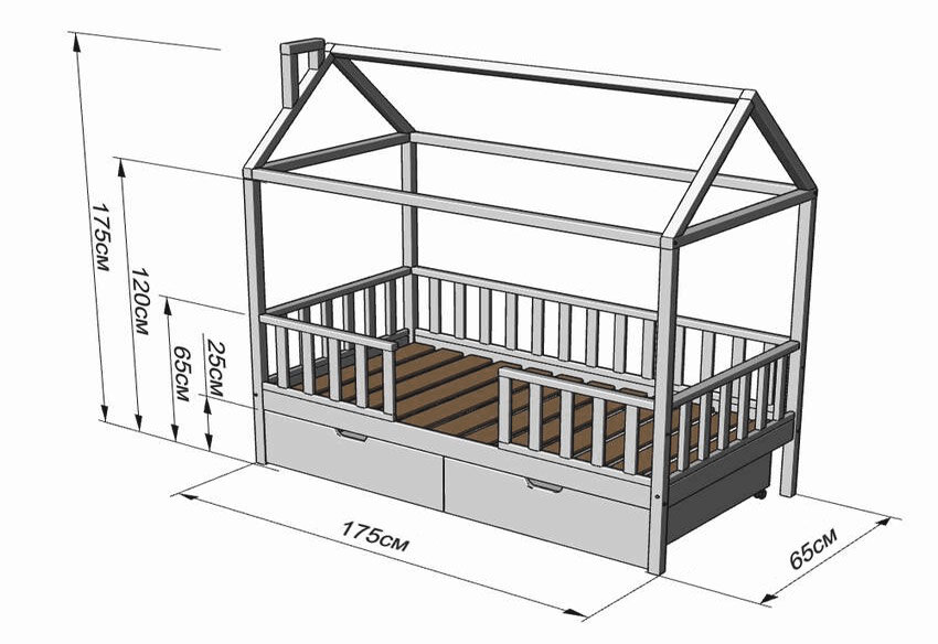 Кроватка домик своими руками чертежи (68 фото)