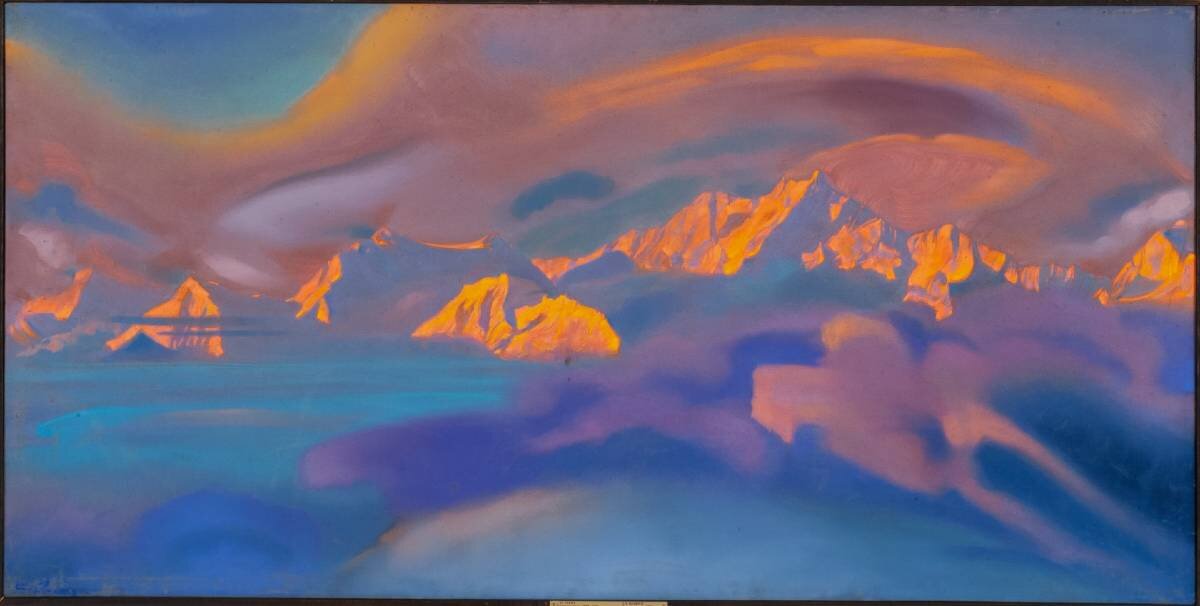 С. Рерих. Канченджанга на закате, 1954. Холст, темпера.