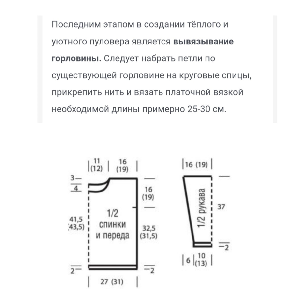 Выкройка свитера со спущенным плечом