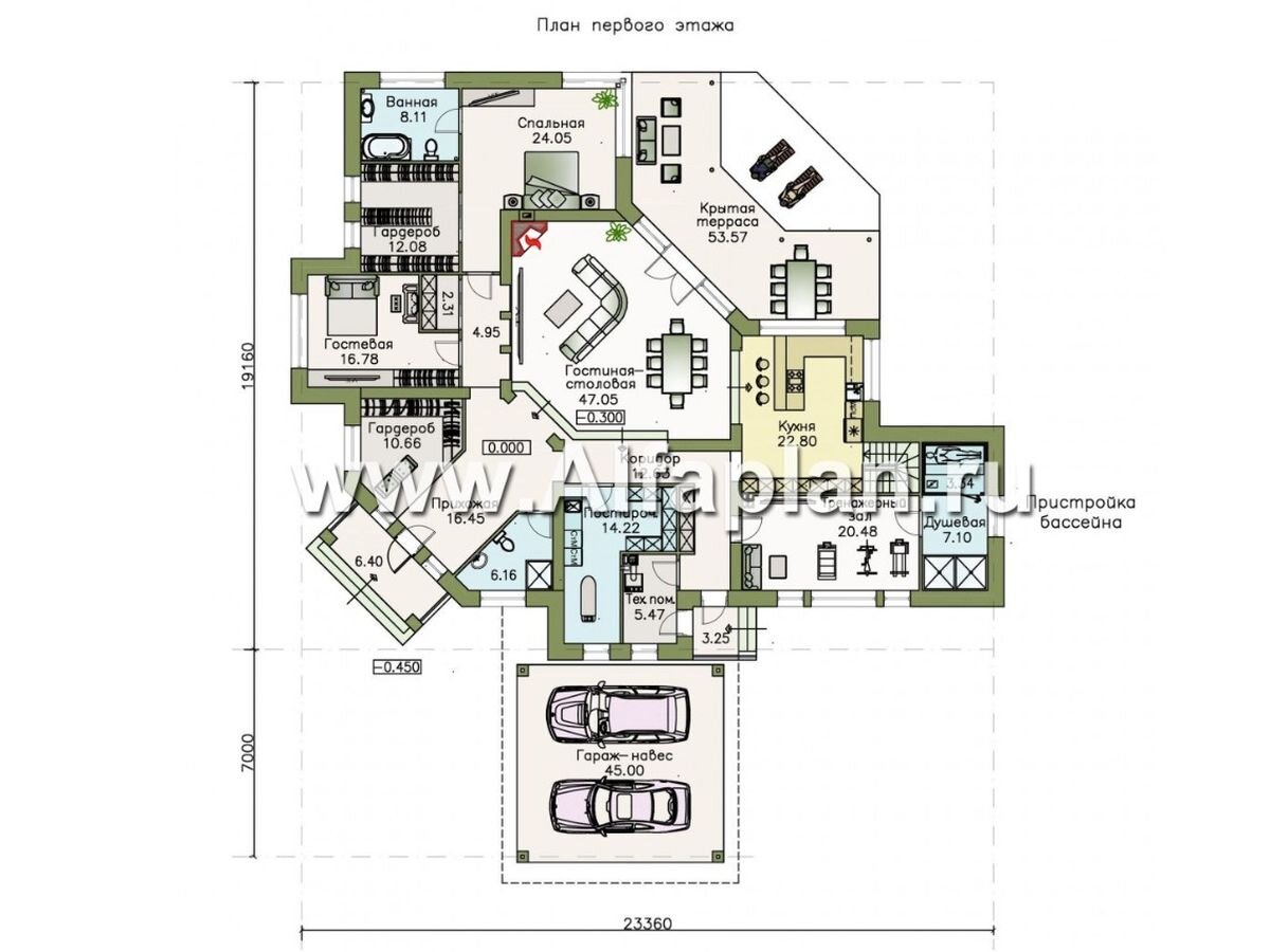 Планировка дома по проекту 350А "Альтер Эго" 
