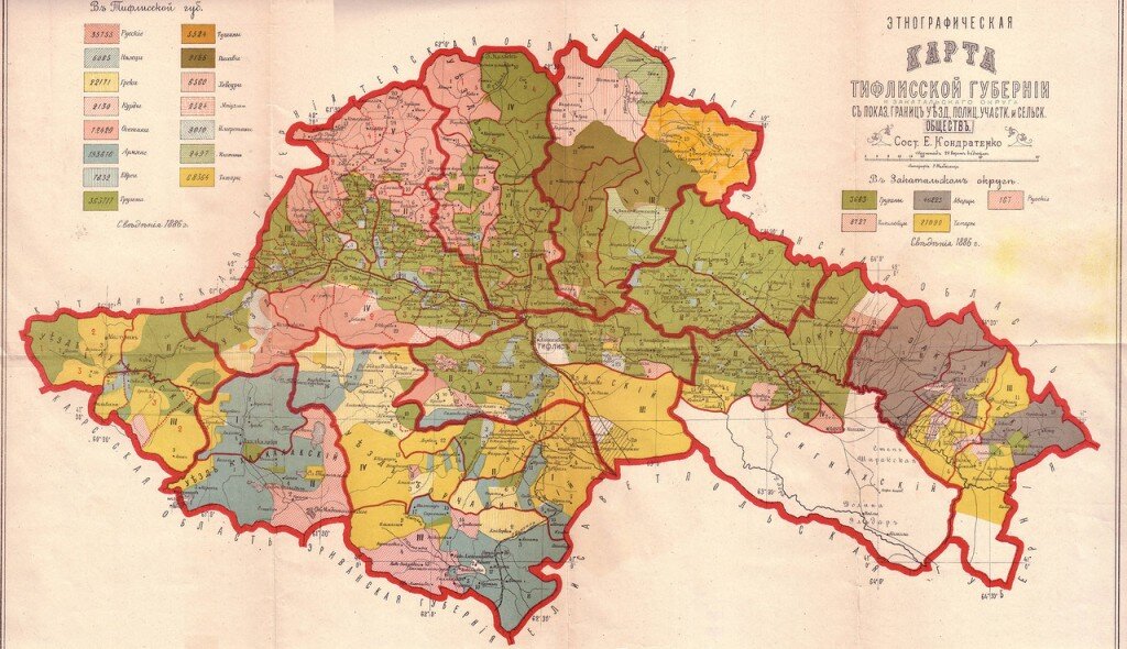 Этнографическая карта Тифлисской губернии Российской империи, 1886 год